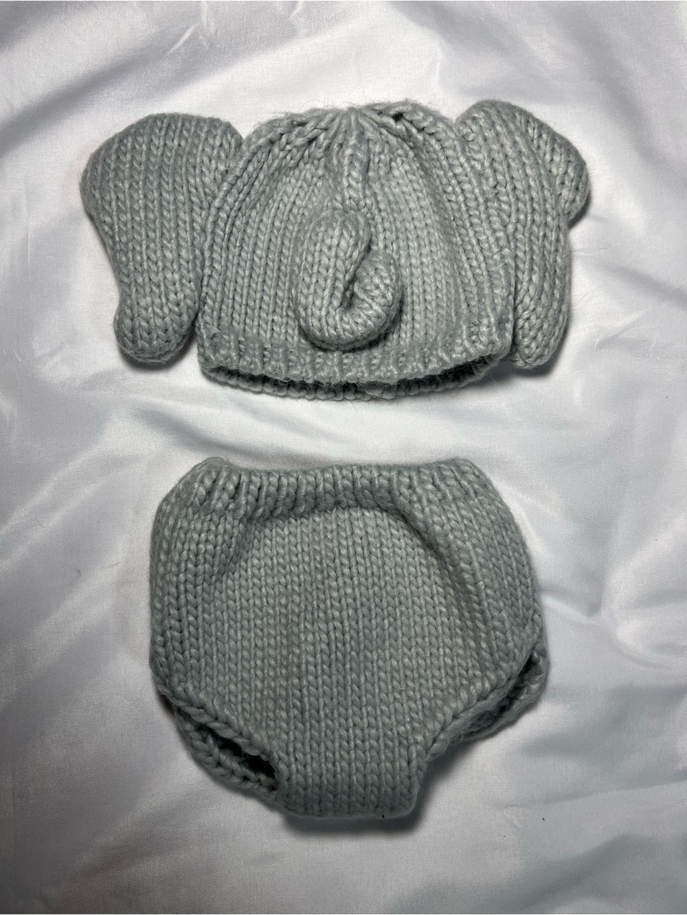 Newborn Baby Elephant Hand Knit Outfit Costume Boy Girl Photoshoot OSFM